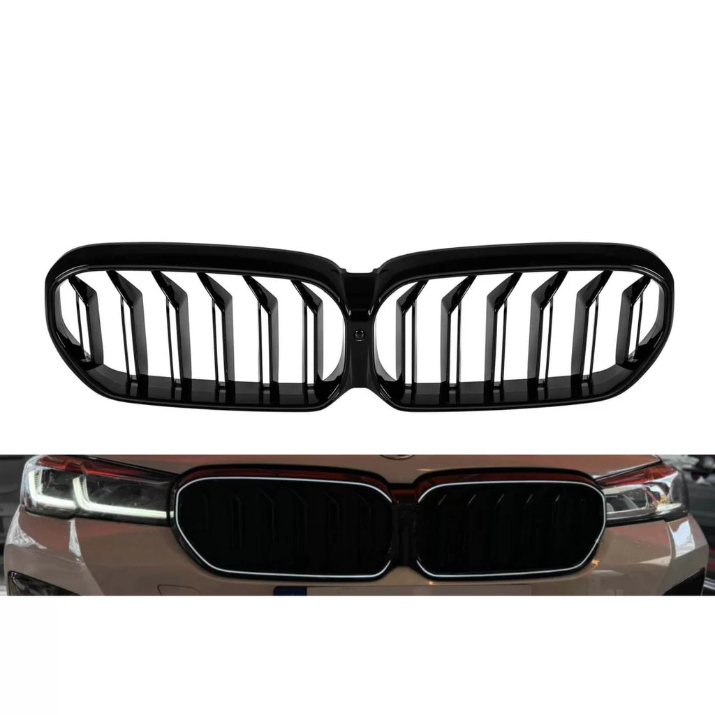 Iconic Glow illuminato Griglie a doppio rene per BMW Serie 5 G30, G31 2020-2023, nere lucide