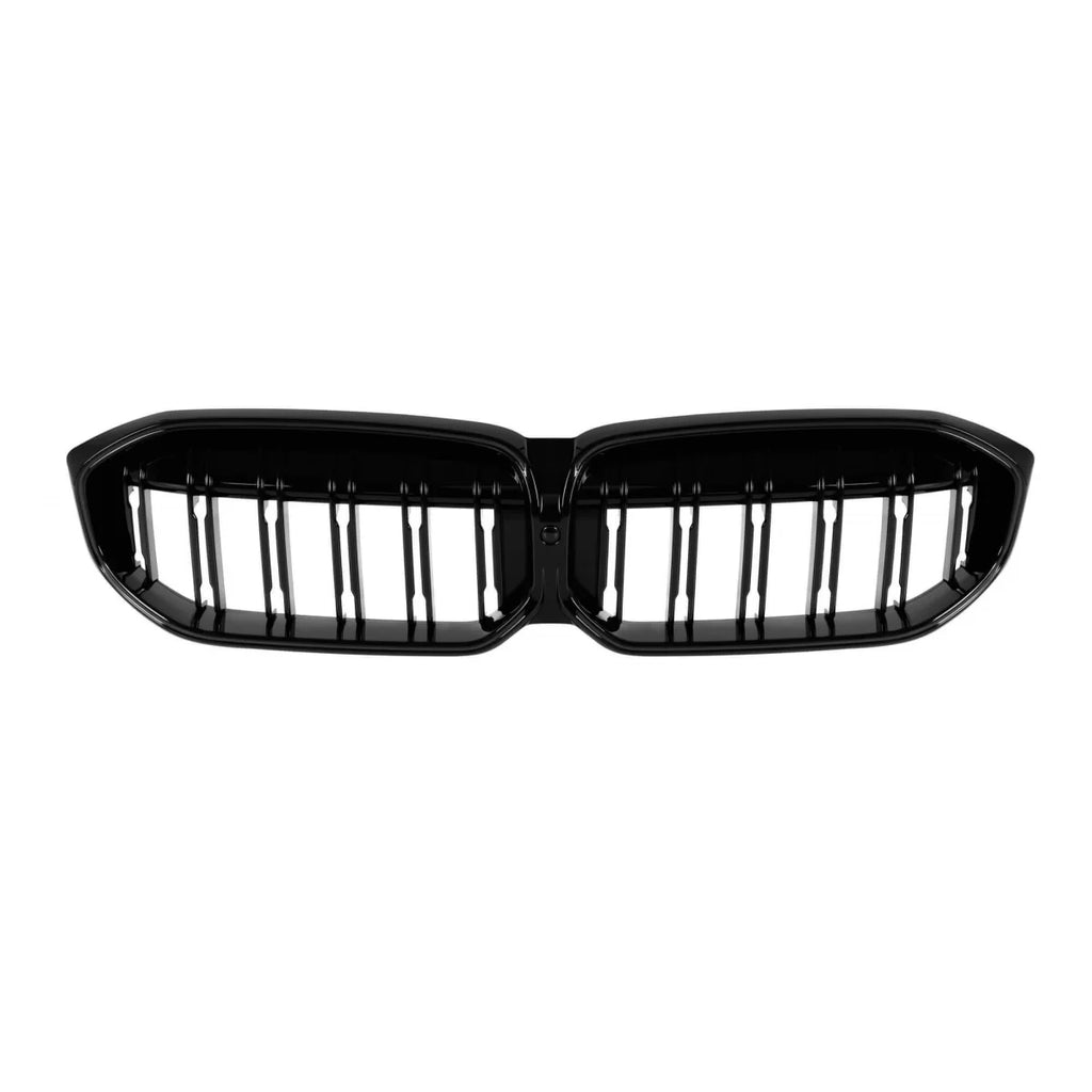 Iconic Glow illuminato Griglie a doppio rene con doppia lamella per BMW Serie 3 G20, G21 dal 2023, nere lucide