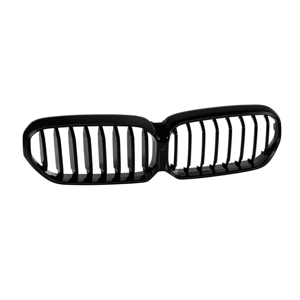 Iconic Glow illuminato Griglie a doppio rene a lamella singola per BMW Serie 5 G30, G31 2020-2023, nere lucide