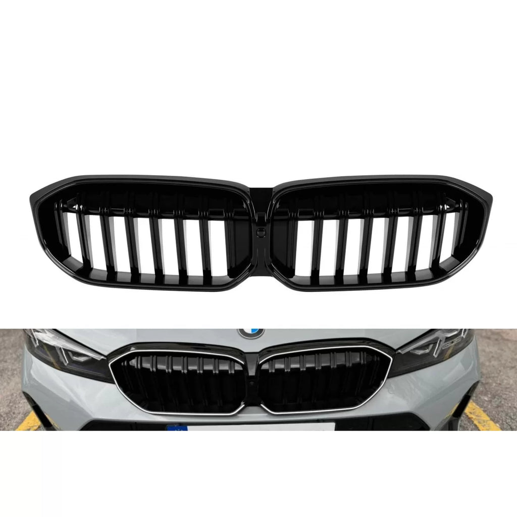 Iconic Glow illuminato Griglie a doppio rene a lamella singola per BMW Serie 3 G20, G21 dal 2023, nere lucide