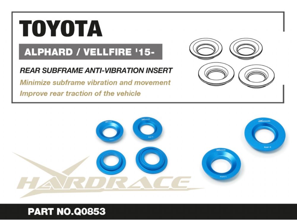 Inserti antivibrazione telaietto posteriore Hardrace Lexus LM e Toyota Alphard / Vellfire MK3 e MK4 – 4 pezzi – foto 2