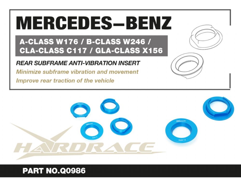 Inserti antivibrazione telaietto posteriore Hardrace Mercedes-Benz CLA C117 a trazione anteriore – 4 pezzi – foto 2