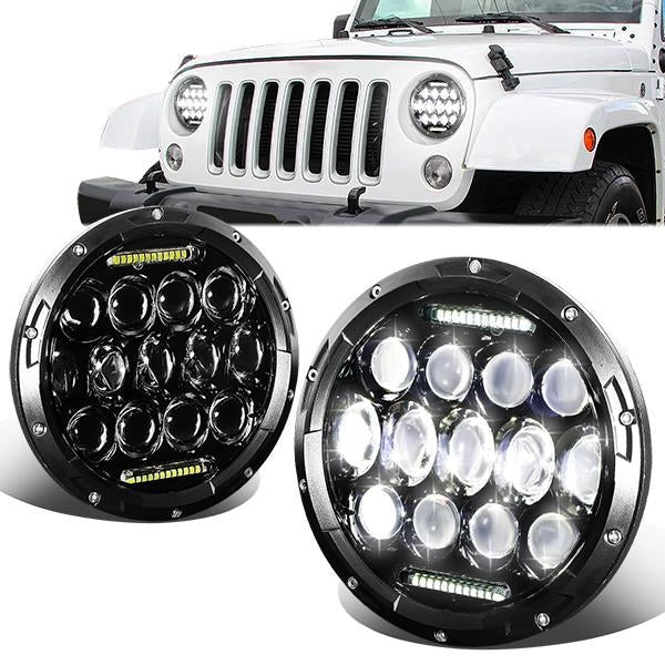 Fari LED 7 Pollici DRL SK-Import Neri Jeep Wrangler CJ Hummer e Mazda MX-5 NA