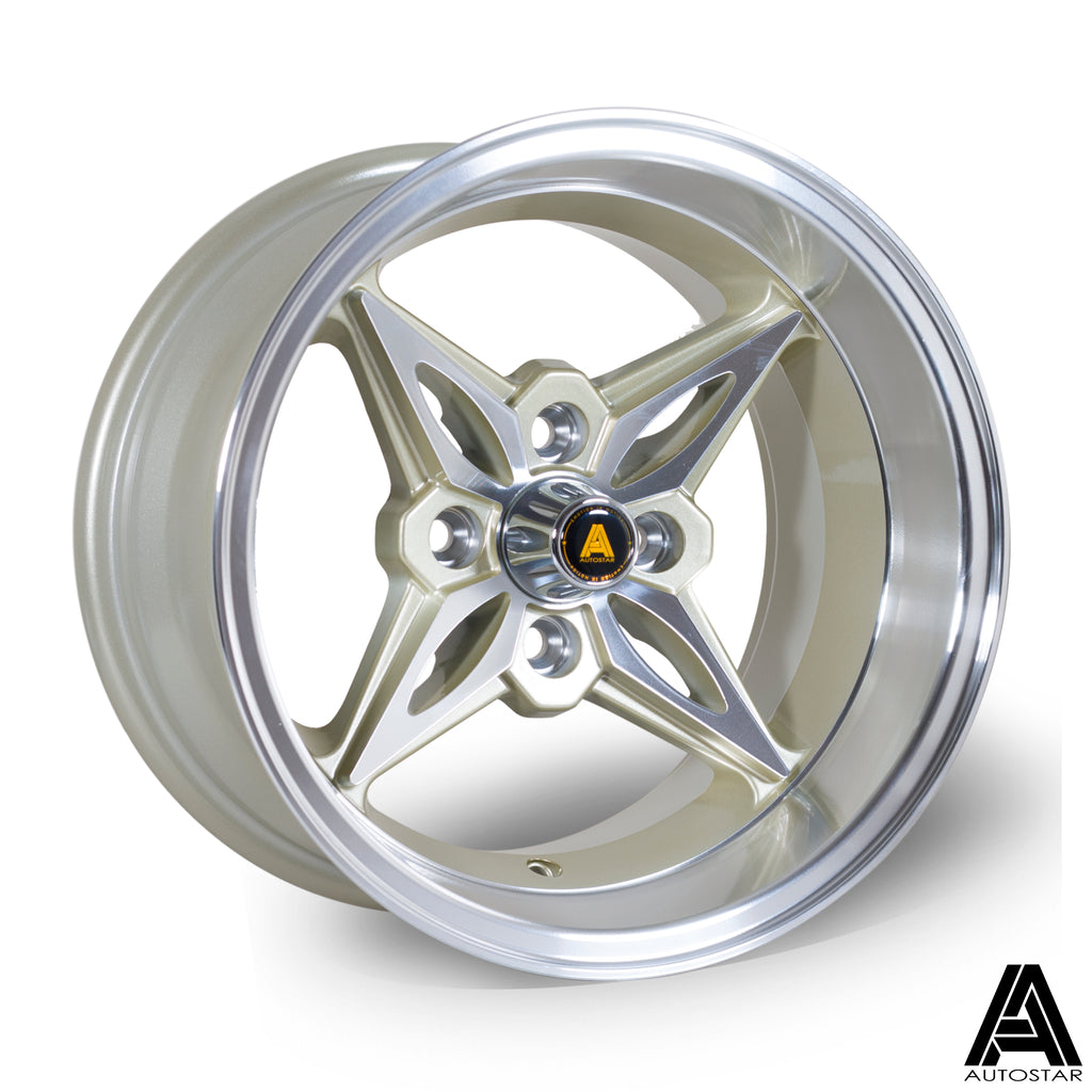 Cerchio in lega Autostar Kanji 14x8 4x100 ET-5 Gold Polished Lip