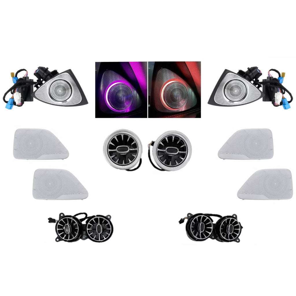 Kit AC bocchetta 7 colori LED rotativo Tweeters griglie copertura altoparlante per Mercedes Classe S W222 (2013-2020)