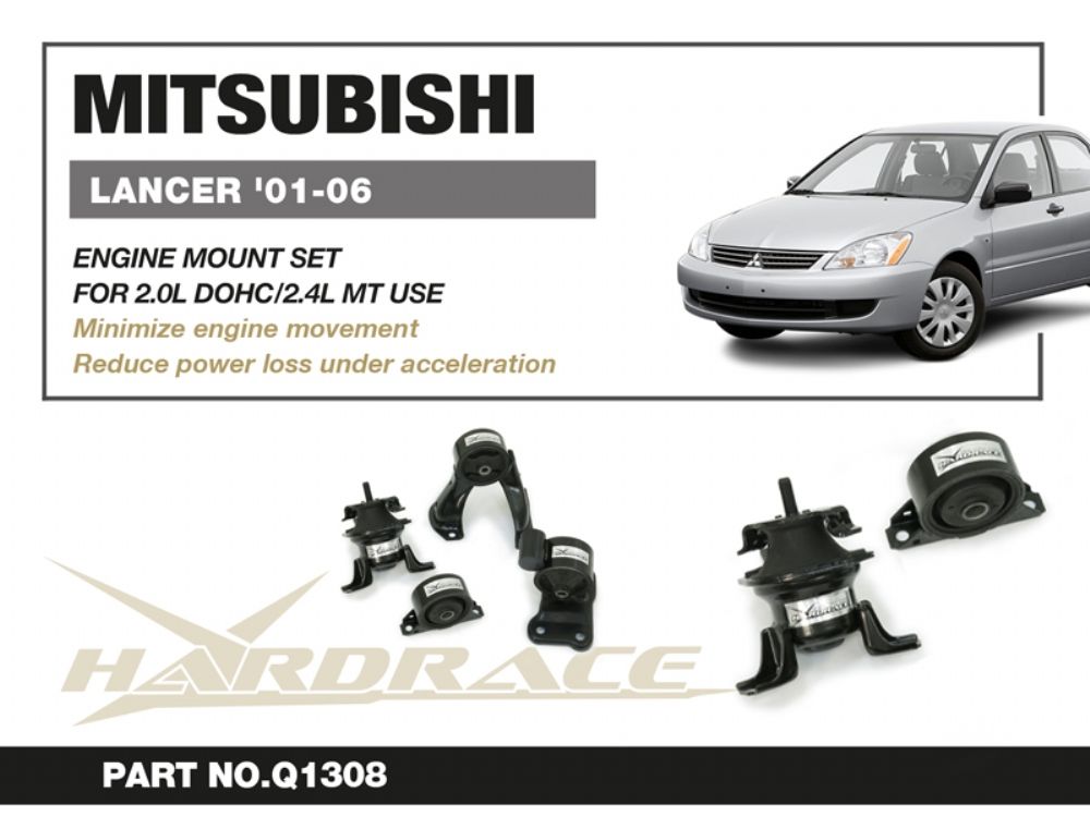 Kit supporti motore rinforzati Hardrace Mitsubishi Lancer / Mirage CS 2.0 e 2.4 con cambio manuale – 4 pezzi – foto 2