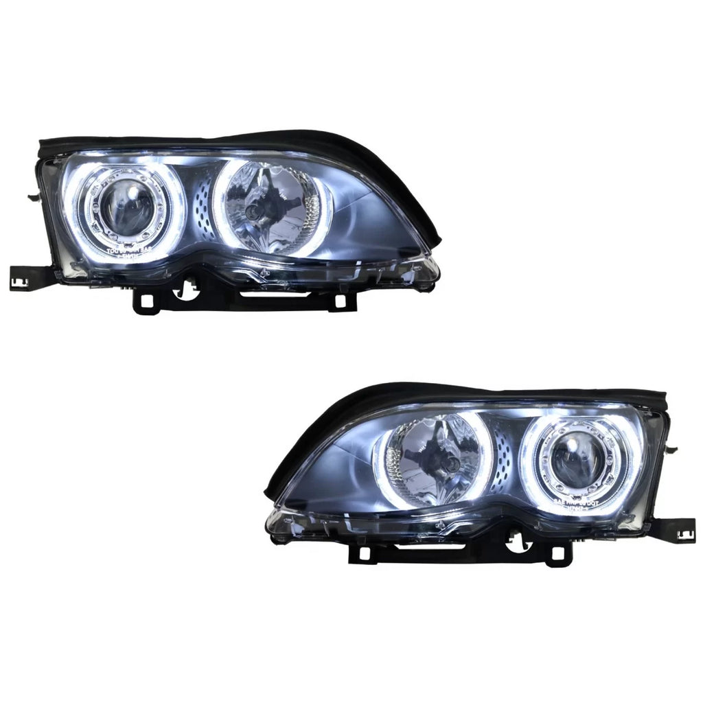 LED Angel Eyes fari anteriori per BMW Serie 3 E46 (09.2001-03.2005) xenon design nero