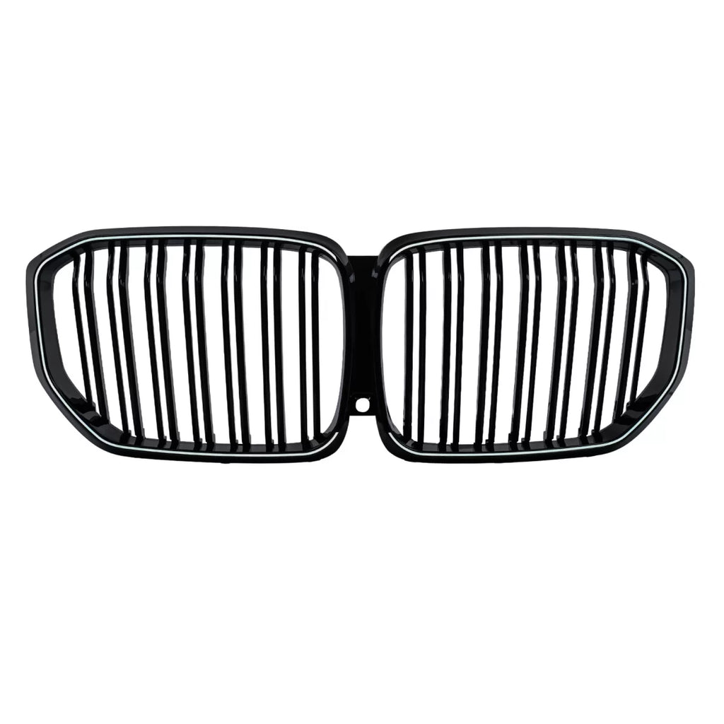 LED Griglie anteriori a doppio rene per BMW X5 G05 (2018-2022) Doppia lamella nere lucide