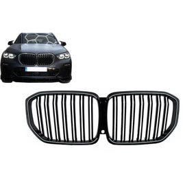 LED Griglie anteriori a doppio rene per BMW X5 G05 (2018-2022) Doppia lamella nere lucide