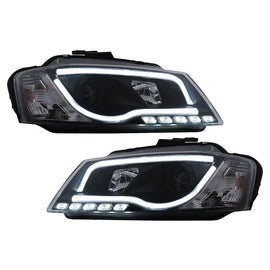 LED DRL fari anteriori per Audi A3 8P restyling hatchback Sportback (2008-2012) nero