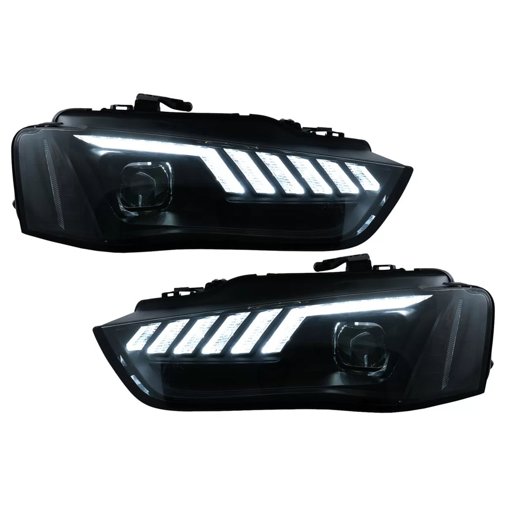 LED DRL fari anteriori per Audi A4 B8.5 restyling (2012-2015) Indicatori di direzione dinamici sequenziali nero
