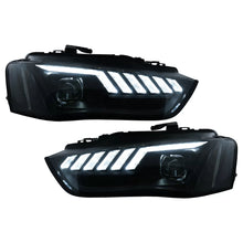 Carica l'immagine nel visualizzatore di Gallery, LED DRL fari anteriori per Audi A4 B8.5 restyling (2012-2015) Indicatori di direzione dinamici sequenziali nero
