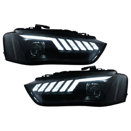 LED DRL fari anteriori per Audi A4 B8.5 restyling (2012-2015) Indicatori di direzione dinamici sequenziali nero