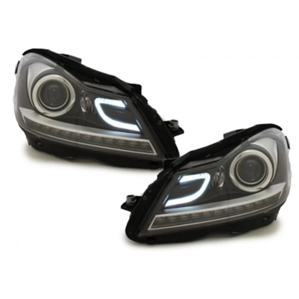 LED DRL fari anteriori per Mercedes Classe C W204 S204 C204 restyling (2011-2014) nero