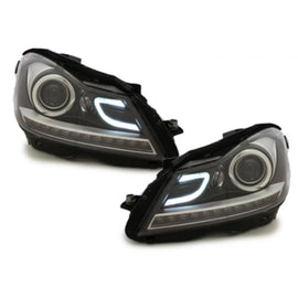 LED DRL fari anteriori per Mercedes Classe C W204 S204 C204 restyling (2011-2014) nero