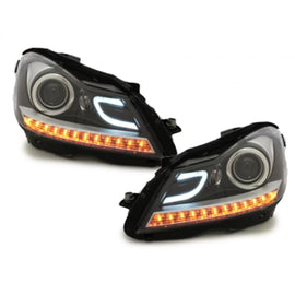LED DRL fari anteriori per Mercedes Classe C W204 S204 C204 restyling (2011-2014) nero