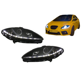 LED DRL fari anteriori per Seat Leon Altea Toledo (06.2005-2009) nero