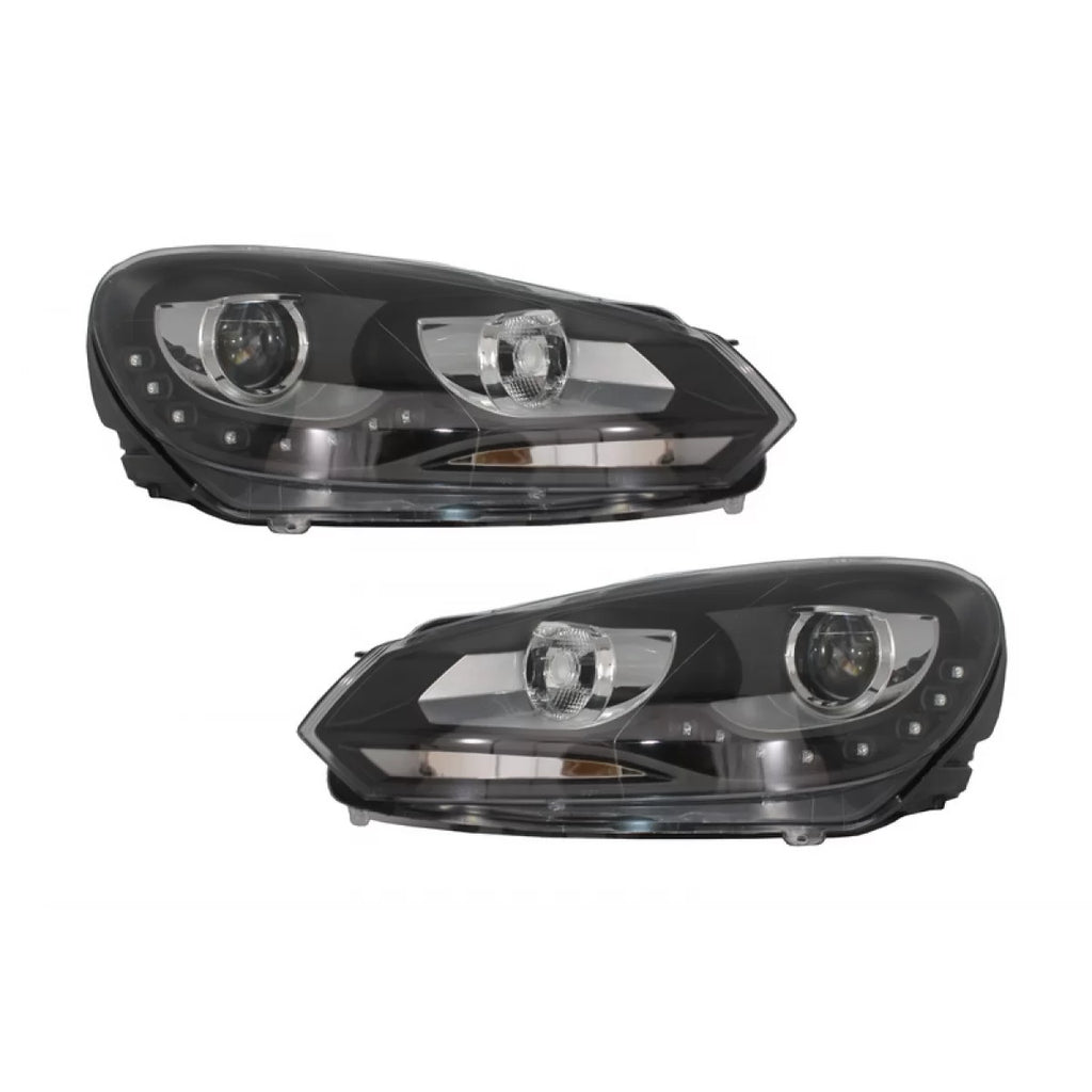 LED DRL fari anteriori per VW Golf 6 VI (10.2008-2012) nero