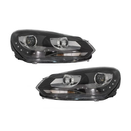 LED DRL fari anteriori per VW Golf 6 VI (10.2008-2012) nero
