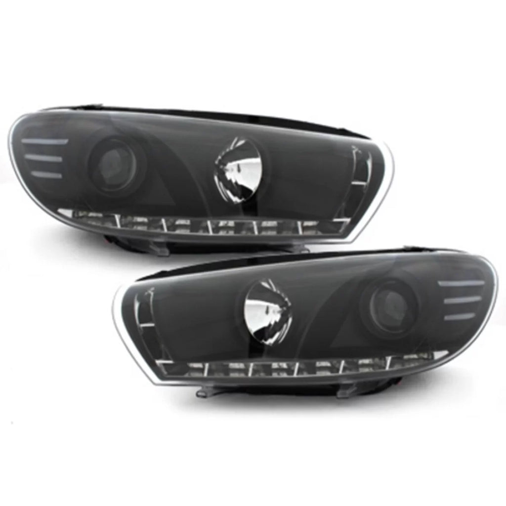 LED DRL fari anteriori per VW Scirocco (2008-04.2014) nero