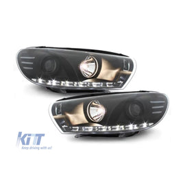 LED DRL fari anteriori per VW Scirocco (2008-04.2014) nero