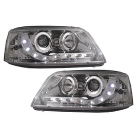 LED DRL fari anteriori per VW Transporter T5 (04.2003-08.2009) cromato