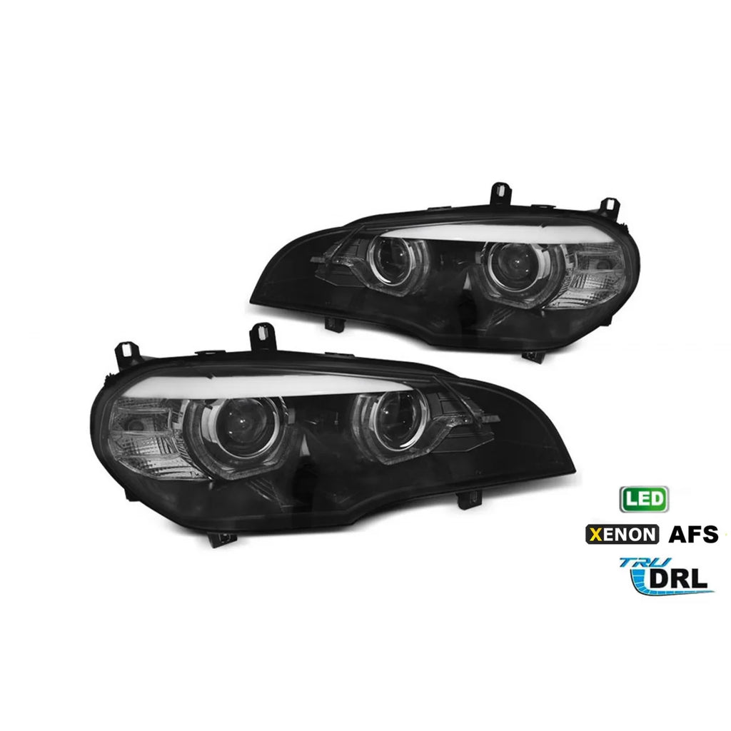 LED Set fari anteriori per BMW X5 E70 2007-2013 con di serie xenon, con AFS, nero base, sinistro e destro