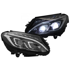 LED Set fari anteriori per Mercedes Classe C W205 2014-2018 con nero base, sinistro e destro