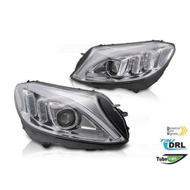 LED Set fari anteriori per Mercedes Classe C W205 2014-2018 con cromato base, sinistro e destro, per il modello