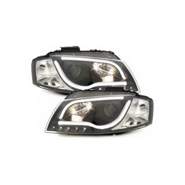 Fari anteriori LED per Audi A3 8P (05.2003-03.2008) Luce diurna Tube luci nero