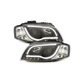 Fari anteriori LED per Audi A3 8P (05.2003-03.2008) Luce diurna Tube luci nero