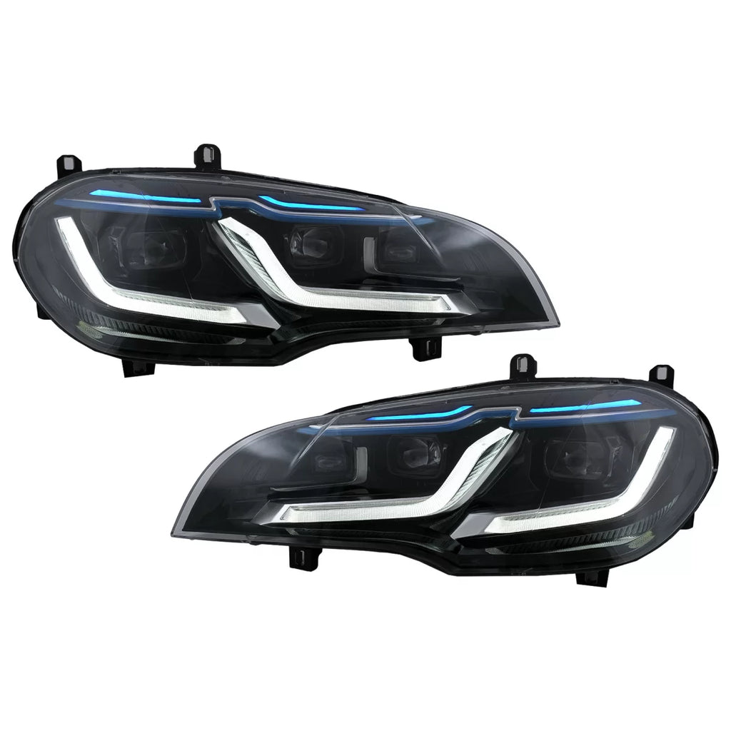 Fari anteriori LED per BMW X5 E70 (2007-2014) conversione da HID a LED nero