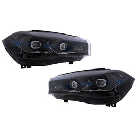 Fari anteriori LED per BMW X5 F15 (2013-2018) conversione a G05 design nero