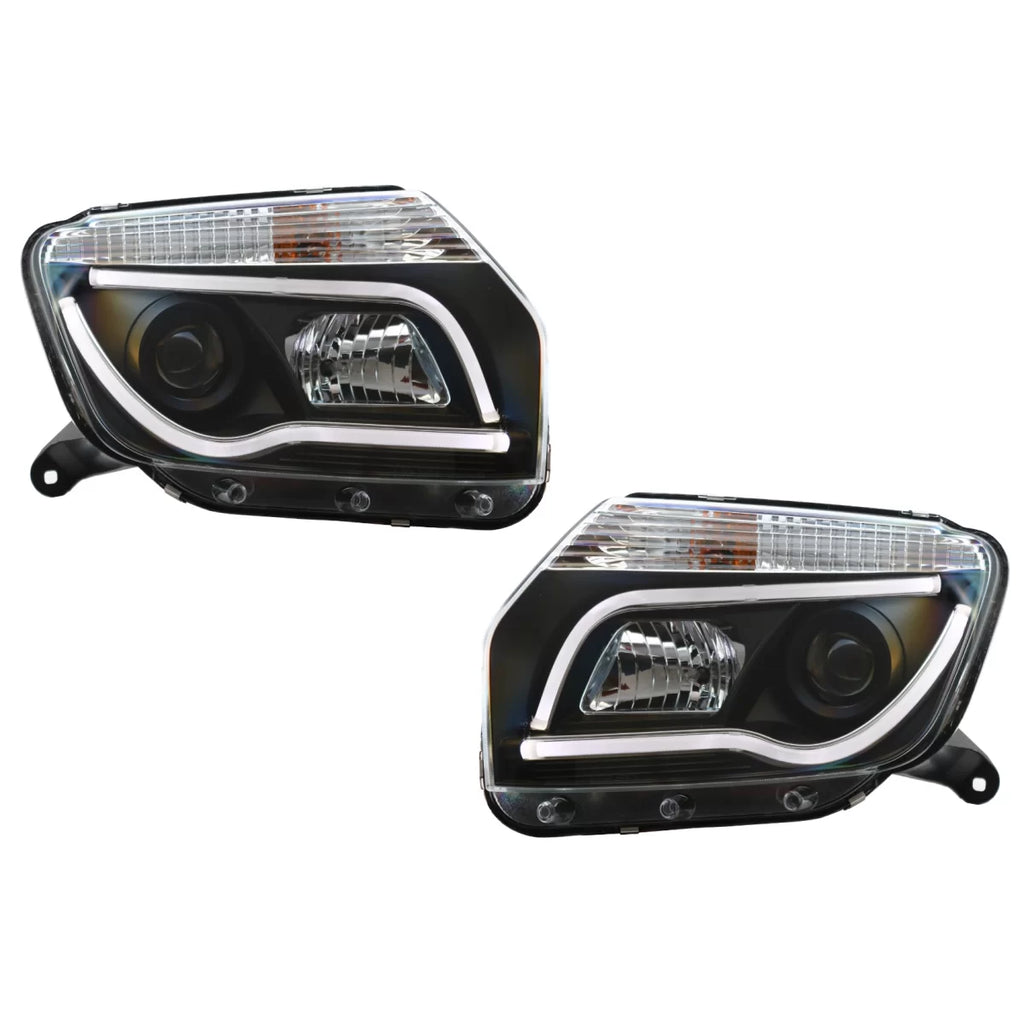 Fari anteriori LED per Dacia Duster I (2009-2014) a guida di luce Bar nero Edition