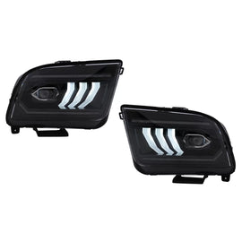 Fari anteriori LED per Ford Mustang V pre-restyling (2005-2009) nero dinamico sequenziale Indicatori di direzione