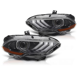 Fari anteriori LED RGB DRL nero compatibile FORD MUSTANG 18-21