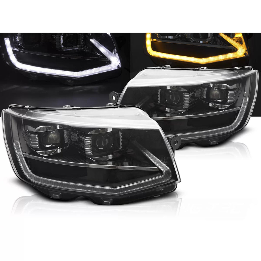 Fari anteriori LED a guida di luce nero DRL SEQ compatibile VW T6 15-19