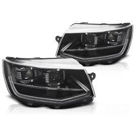 Fari anteriori LED a guida di luce nero DRL SEQ compatibile VW T6 15-19