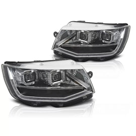 Fari anteriori LED a guida di luce cromato DRL SEQ compatibile VW T6 15-19