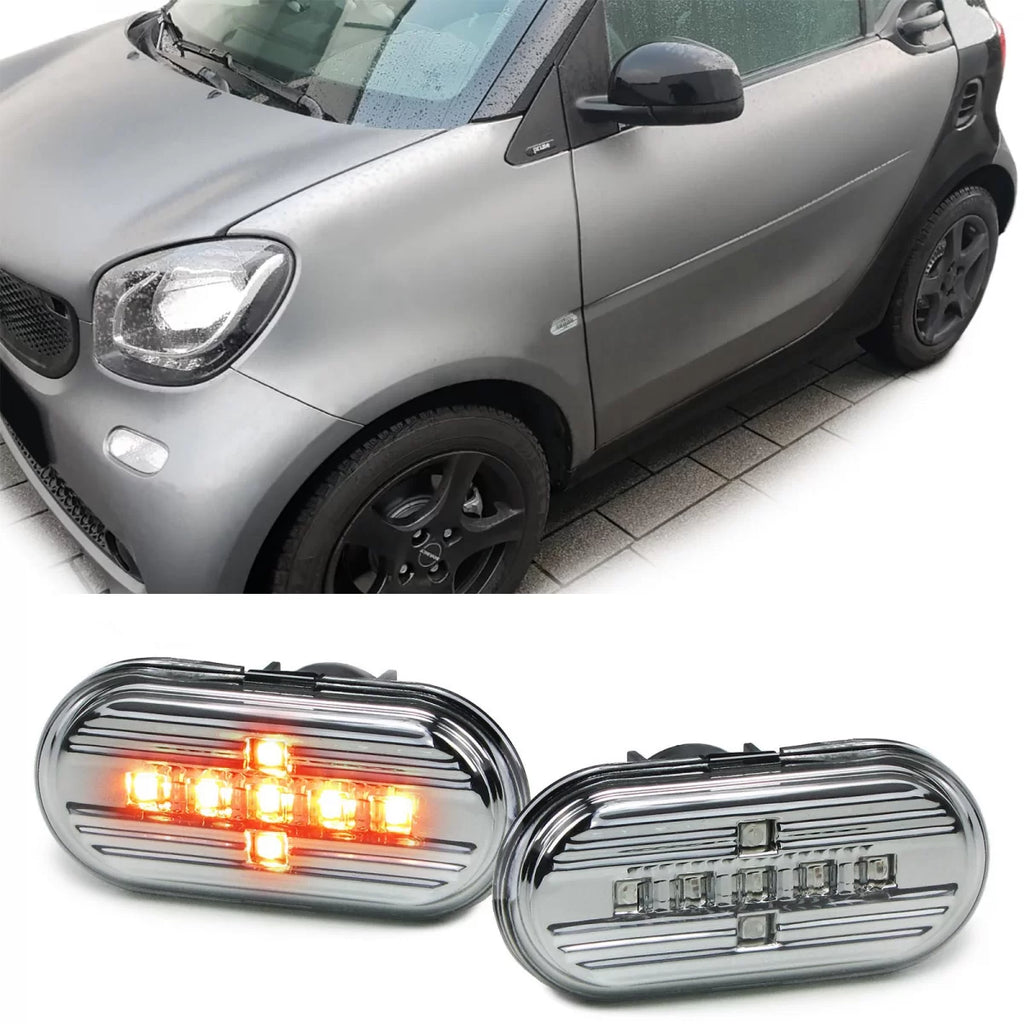 LED laterale freccia set trasparente vetro cromato per Smart Fortwo 453 Coupe Cabrio da 2014