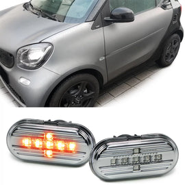 LED laterale freccia set trasparente vetro cromato per Smart Fortwo 453 Coupe Cabrio da 2014