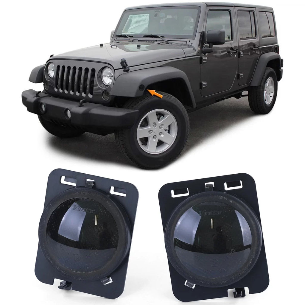 LED laterale frecce nero fumé coppia per Jeep Wrangler JK 07-17