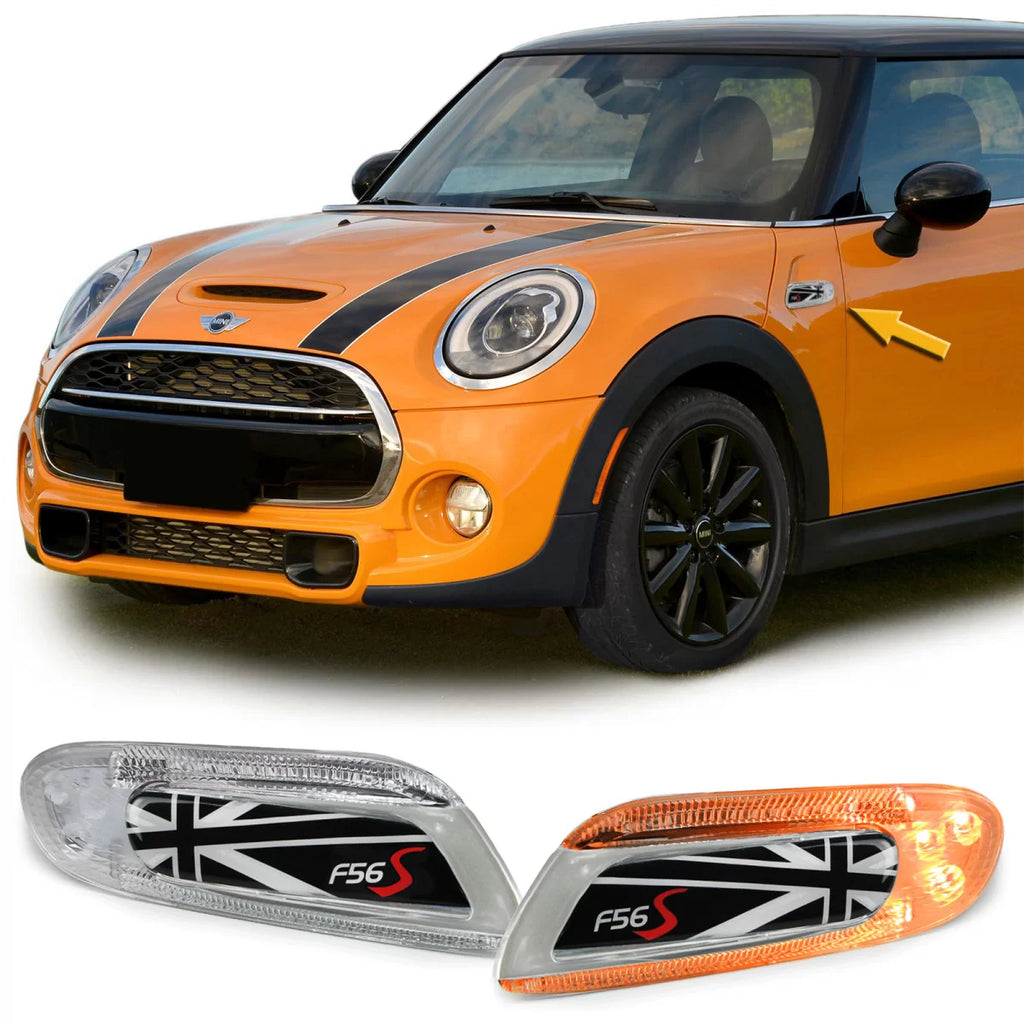 LED laterale frecce Union Jack nero per Mini un Cooper S F55 F56 F57 2014-21