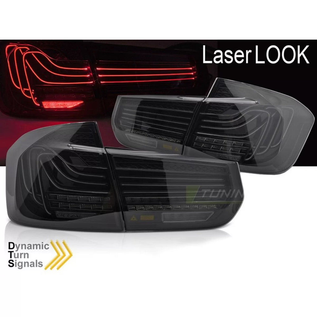 Set fanali posteriori LED per BMW Serie 3 F30 berlina 2011-2018, con fumé base, sinistro e destro
