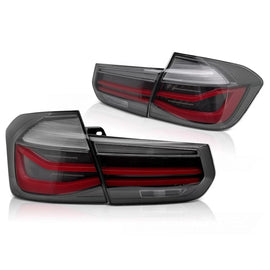 Set fanali posteriori LED per BMW Serie 3 F30 berlina 2011-2018, fumé base, sinistro e destro