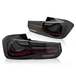 Set fanali posteriori LED per BMW Serie 3 F30 berlina 2011-2018, fumé base, sinistro e destro