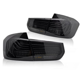 Set fanali posteriori LED per BMW Serie 3 F30 berlina 2011-2018, con fumé base, sinistro e destro