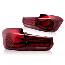 Set fanali posteriori LED per BMW Serie 3 F30 berlina 2011-2018, rosso base, sinistro e destro