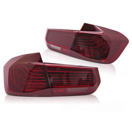 Set fanali posteriori LED per BMW Serie 3 F30 berlina 2011-2018, con rosso base, sinistro e destro