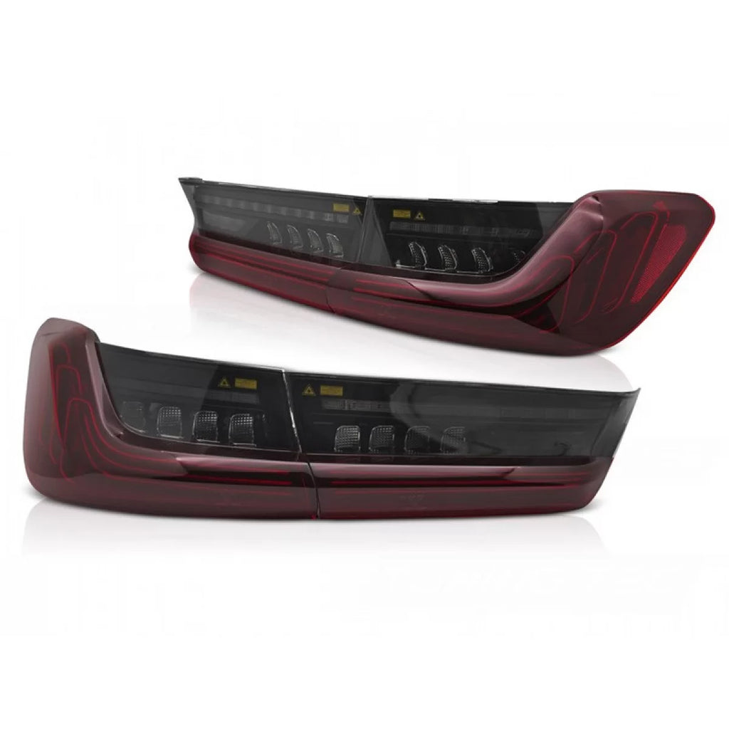 Set fanali posteriori LED per BMW Serie 3 G20 berlina 2019-2022, con rosso fumé base, sinistro e destro